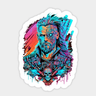 Neon Cyberpunk Viking - V1.03 Sticker